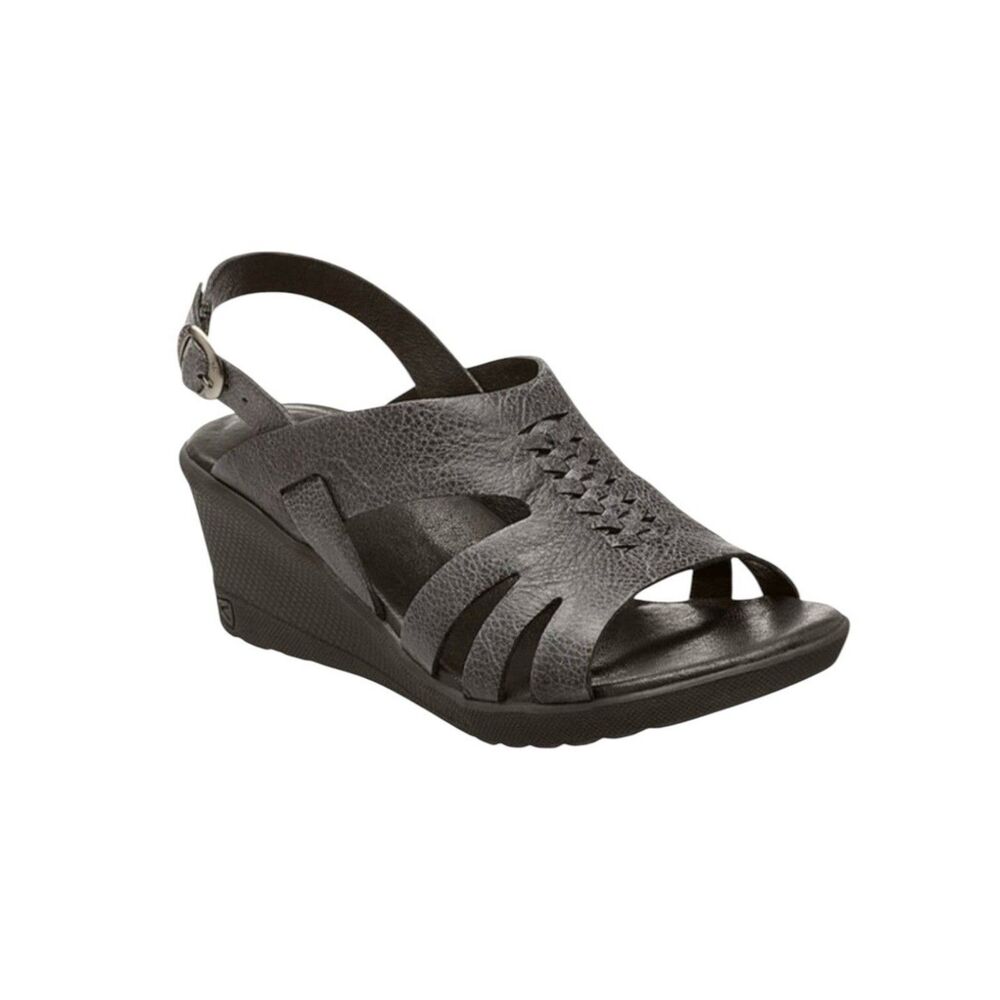 Keen Elizabeth Sandal Shoe Wedge Heel Leather Women Cascade Brown 8.5 NIB